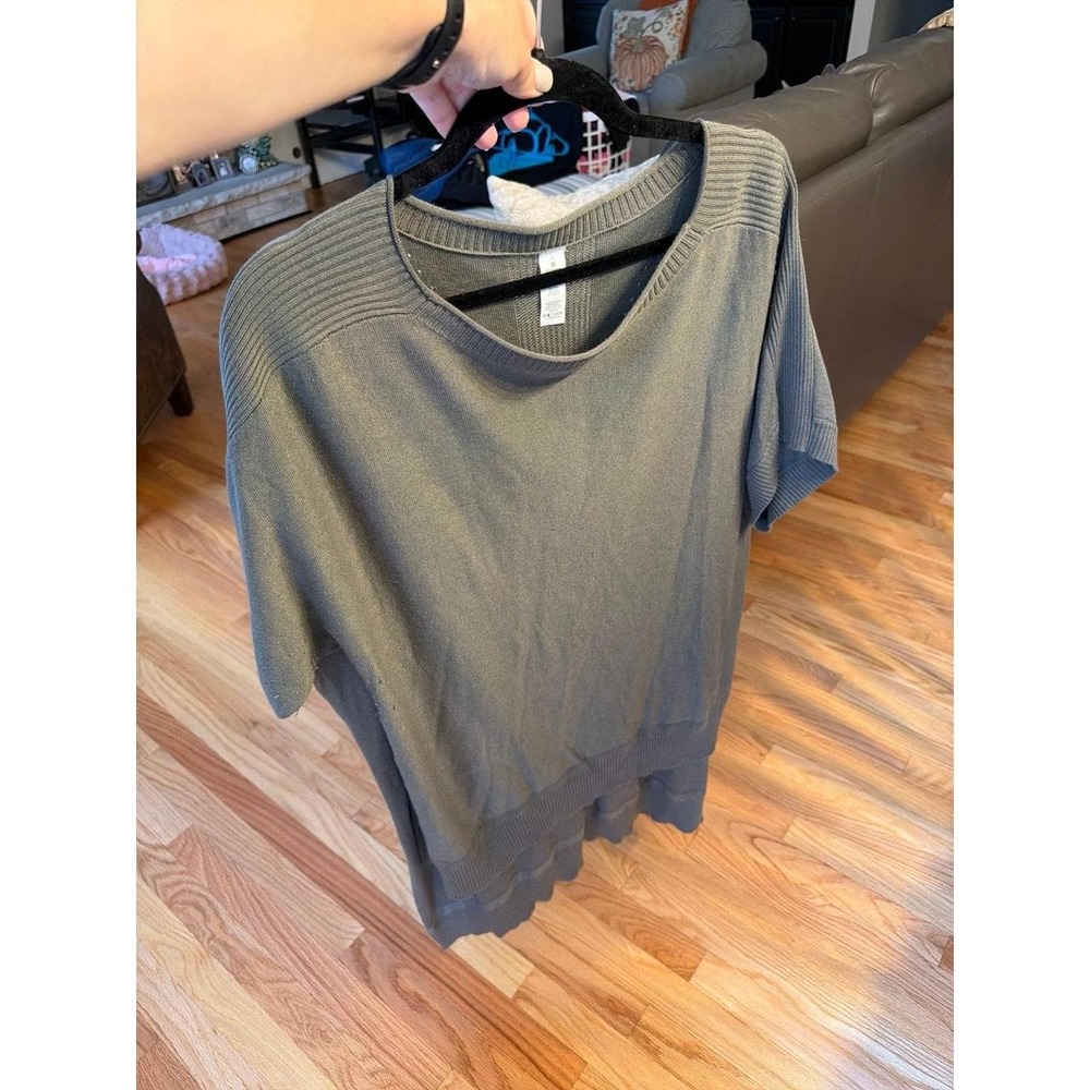 Lululemon women's short-sleeve sweater distinct high-low asymmetrica one size
